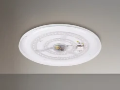 Flache LED Deckenleuchte dimmbar über Schalter Weiß Silber, Ø 49cm