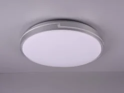 Flache LED Deckenleuchte dimmbar über Schalter Weiß Silber, Ø 49cm