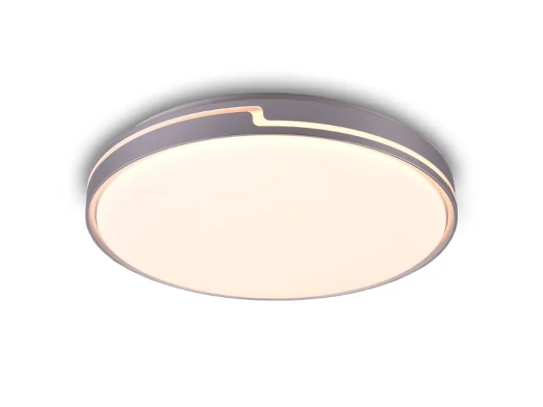 Flache LED Deckenleuchte dimmbar über Schalter Weiß Silber, Ø 49cm