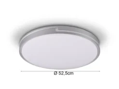 Flache LED Deckenleuchte dimmbar über Schalter Weiß Silber, Ø 49cm