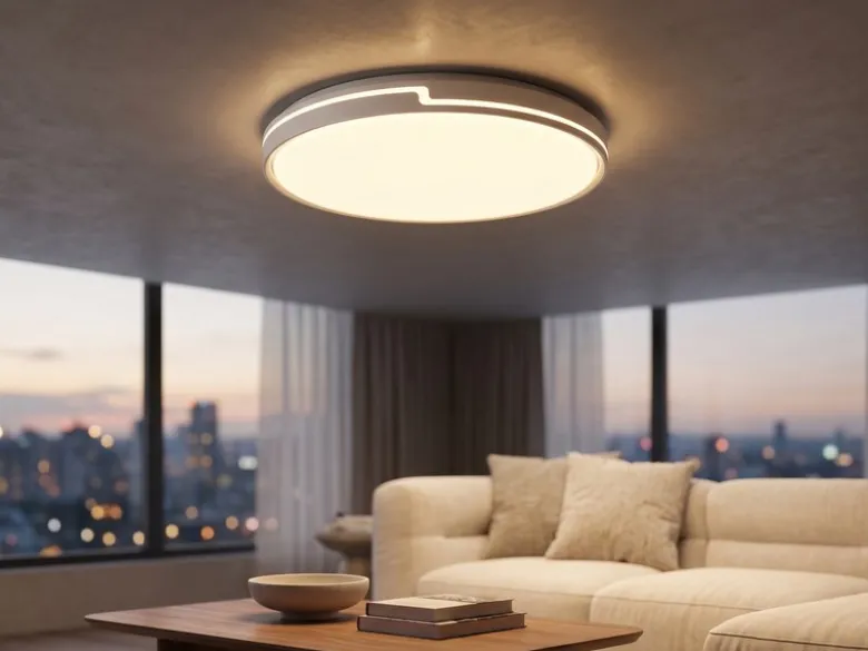 Flache LED Deckenleuchte dimmbar über Schalter Weiß Silber, Ø 49cm