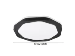 Flache LED Deckenleuchte dimmbar über Schalter Weiß Schwarz, Ø 52,5cm