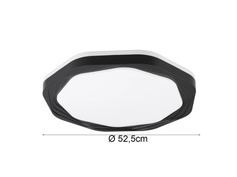 Flache LED Deckenleuchte dimmbar über Schalter Weiß Schwarz, Ø 52,5cm