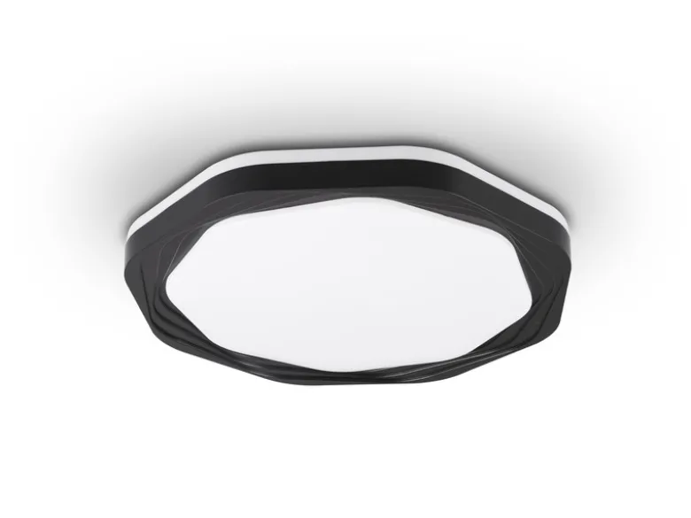 Flache LED Deckenleuchte dimmbar über Schalter Weiß Schwarz, Ø 52,5cm