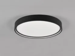 Flache LED Deckenleuchte DOHA mit 2 Lichtfarben in Schwarz, Ø 45cm