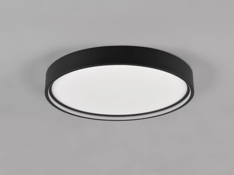 Flache LED Deckenleuchte DOHA mit 2 Lichtfarben in Schwarz, Ø 45cm