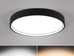 Flache LED Deckenleuchte DOHA mit 2 Lichtfarben in Schwarz, Ø 45cm