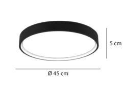 Flache LED Deckenleuchte DOHA mit 2 Lichtfarben in Schwarz, Ø 45cm