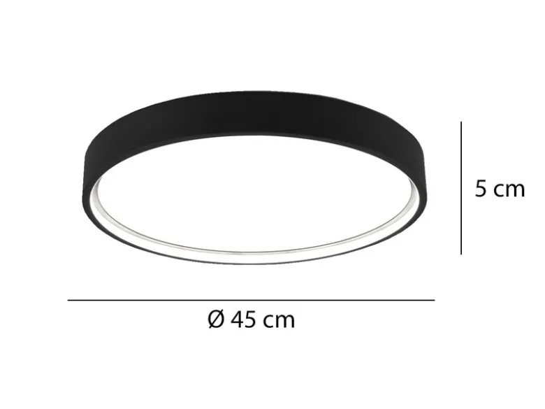 Flache LED Deckenleuchte DOHA mit 2 Lichtfarben in Schwarz, Ø 45cm