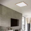 Flache LED Deckenleuchte DORO in Holzoptik Quadrat, 45cm
