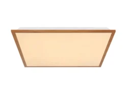 Flache LED Deckenleuchte DORO in Holzoptik Quadrat, 45cm