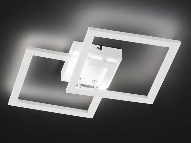 Flache LED Deckenleuchte ELLE Weiß Eckig 34x34cm