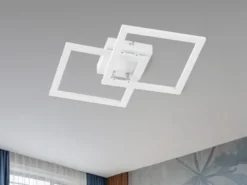 Flache LED Deckenleuchte ELLE Weiß Eckig 34x34cm