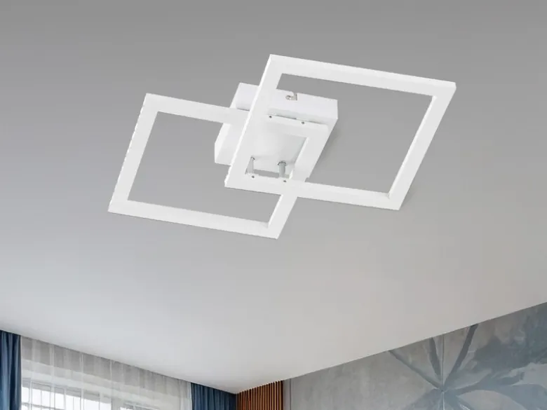 Flache LED Deckenleuchte ELLE Weiß Eckig 34x34cm
