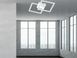 Flache LED Deckenleuchte ELLE Weiß Eckig 34x34cm