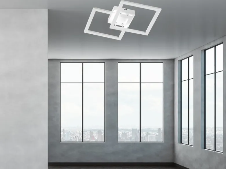 Flache LED Deckenleuchte ELLE Weiß Eckig 34x34cm