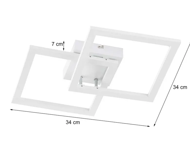 Flache LED Deckenleuchte ELLE Weiß Eckig 34x34cm