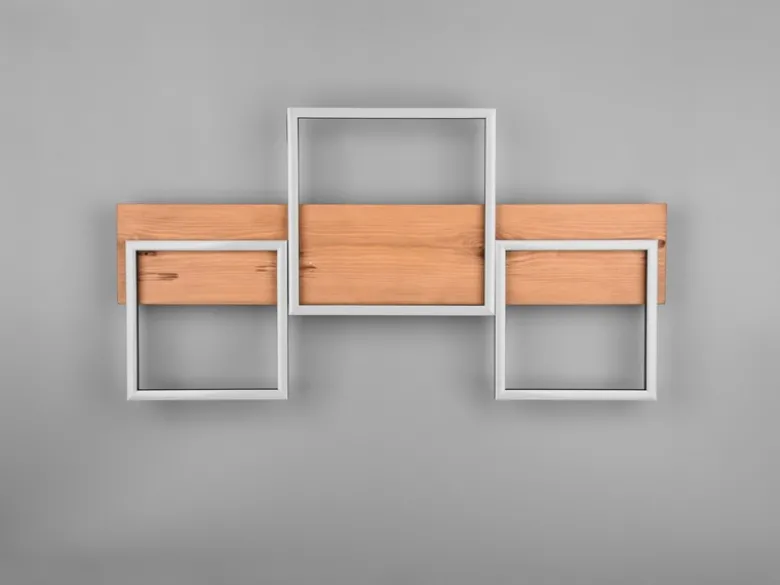Flache LED Deckenleuchte HARPER dimmbar Holzbrett naturbelassen, Breite 65cm