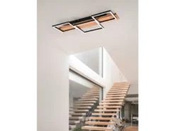 Flache LED Deckenleuchte HARPER dimmbar Holzbrett naturbelassen, Breite 65cm