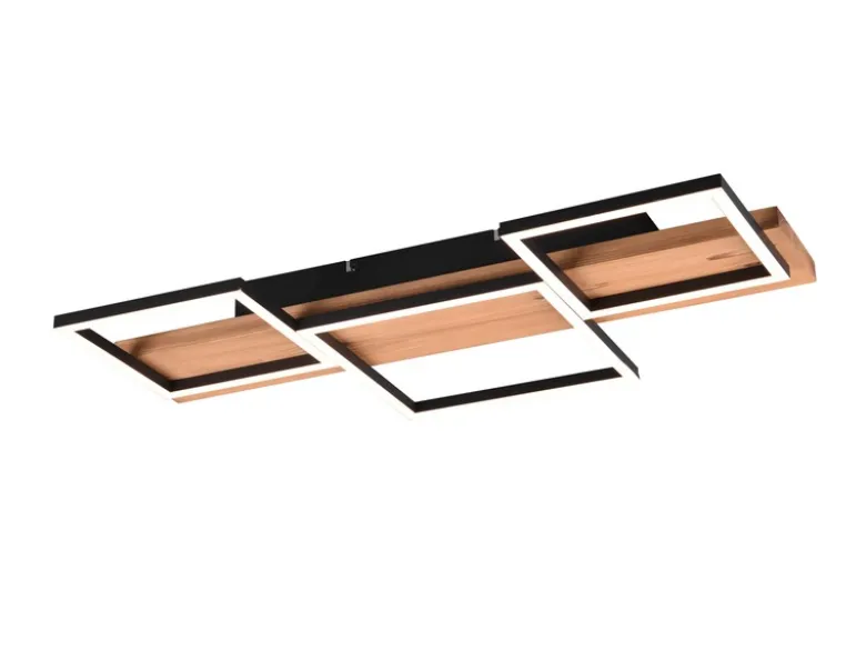 Flache LED Deckenleuchte HARPER dimmbar Holzbrett naturbelassen, Breite 65cm