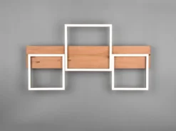 Flache LED Deckenleuchte HARPER dimmbar Holzbrett naturbelassen, Breite 65cm
