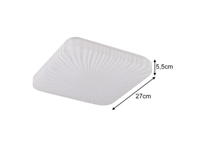 Flache LED Deckenleuchte MANDRIA mit Strahlenmuster, Quadrat 27cm