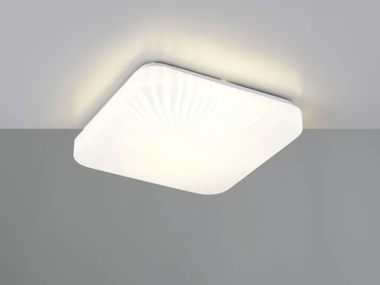 Flache LED Deckenleuchte MANDRIA mit Strahlenmuster, Quadrat 27cm