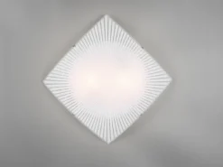 Flache LED Deckenleuchte mit Glas Lampenschirm Weiß, Quadrat 40cm