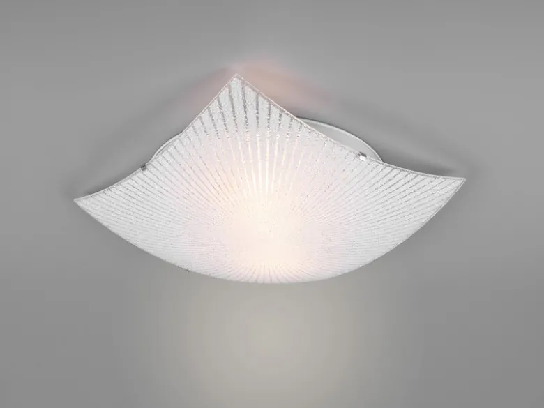 Flache LED Deckenleuchte mit Glas Lampenschirm Weiß, Quadrat 40cm