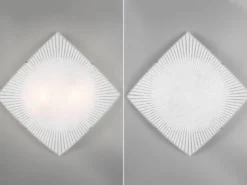 Flache LED Deckenleuchte mit Glas Lampenschirm Weiß, Quadrat 40cm