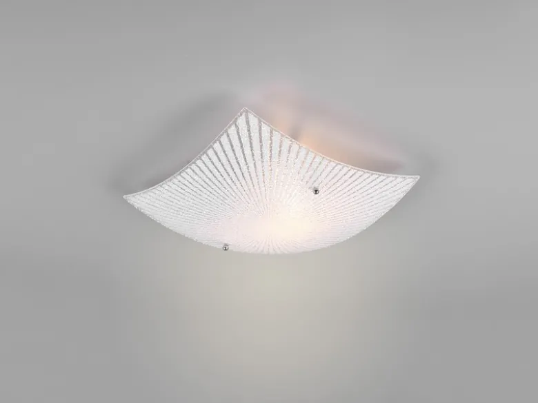 Flache LED Deckenleuchte mit Glas Lampenschirm Weiß, Quadrat 30cm