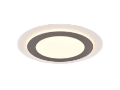 Flache LED Deckenleuchte MORGAN mit Fernbedienung hell & dimmbar, Silber Ø 45cm