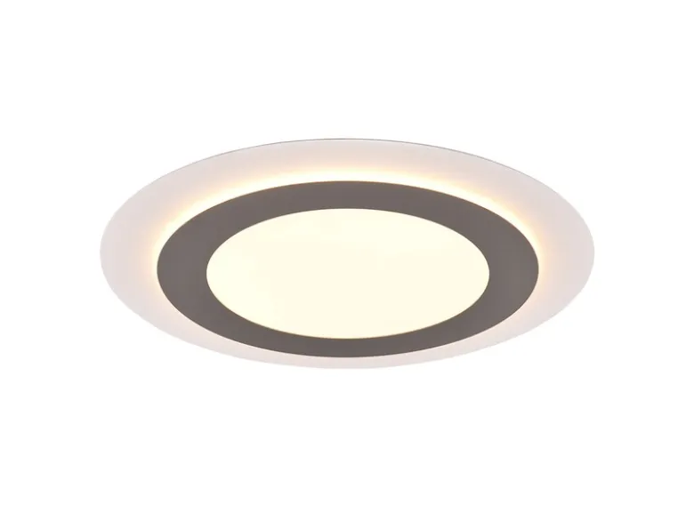 Flache LED Deckenleuchte MORGAN mit Fernbedienung hell & dimmbar, Silber Ø 45cm