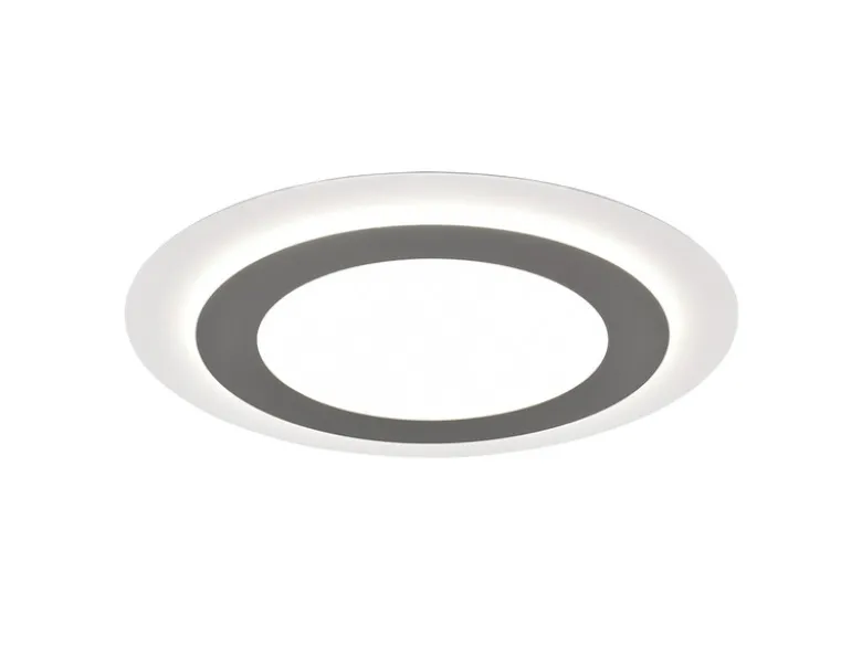Flache LED Deckenleuchte MORGAN mit Fernbedienung hell & dimmbar, Silber Ø 45cm