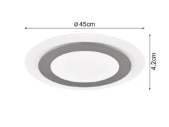 Flache LED Deckenleuchte MORGAN mit Fernbedienung hell & dimmbar, Silber Ø 45cm