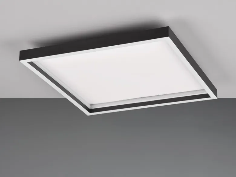 Flache LED Deckenleuchte ROTONDA Schwarz Quadrat, 35cm