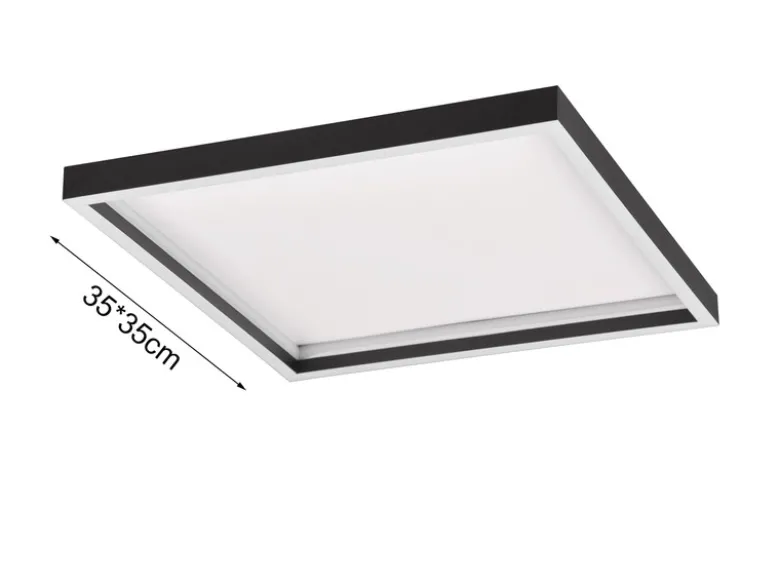 Flache LED Deckenleuchte ROTONDA Schwarz Quadrat, 35cm