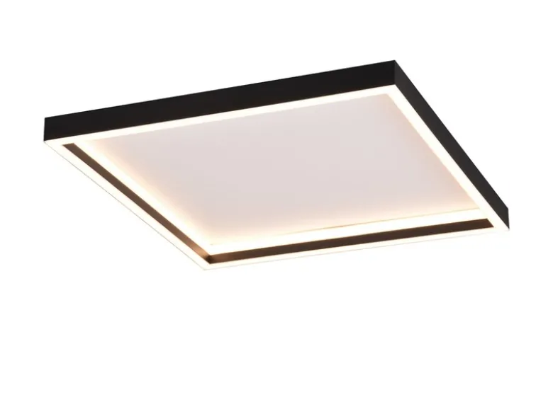 Flache LED Deckenleuchte ROTONDA Schwarz Quadrat, 35cm