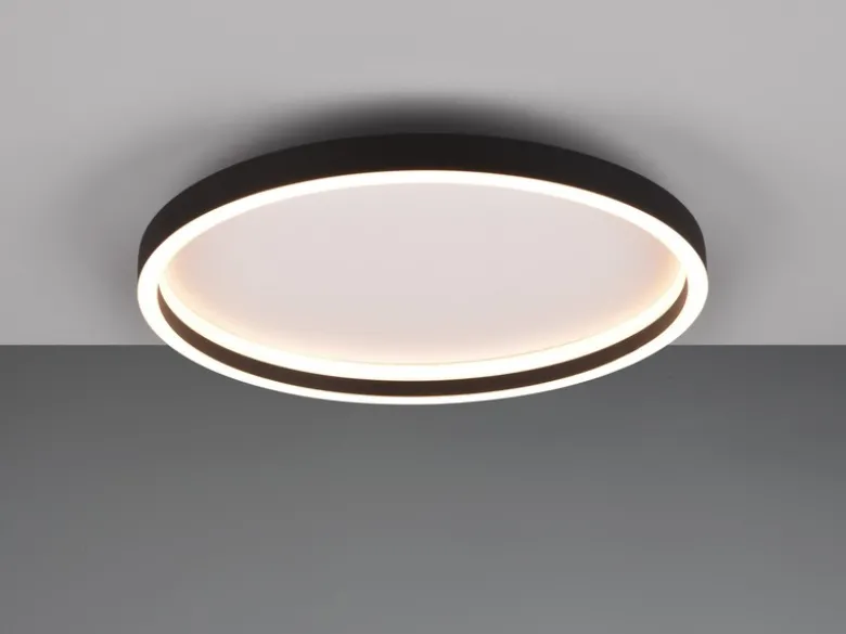 Flache LED Deckenleuchte ROTONDA Schwarz Rund, Ø 35cm