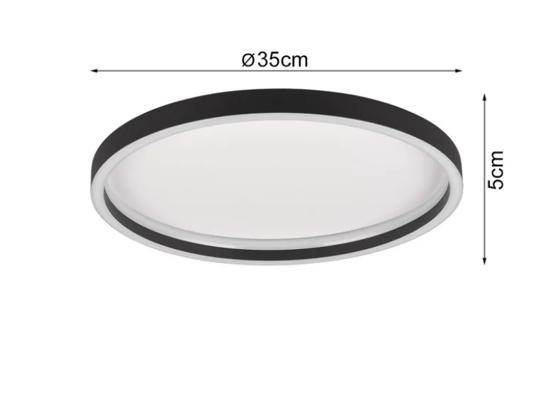 Flache LED Deckenleuchte ROTONDA Schwarz Rund, Ø 35cm