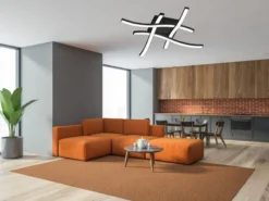 Flache LED Deckenleuchte ROUTE aus Metall Schwarz, Breite 46cm