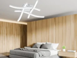 Flache LED Deckenleuchte ROUTE aus Metall Weiß, Breite 46cm