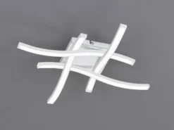 Flache LED Deckenleuchte ROUTE aus Metall Weiß, Breite 46cm