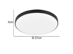 Flache LED Deckenleuchte SPICA in Schwarz, IP44 Badezimmer geeignet, Ø 27cm