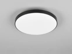 Flache LED Deckenleuchte SPICA in Schwarz, IP44 Badezimmer geeignet, Ø 27cm