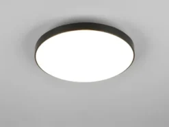 Flache LED Deckenleuchte SPICA in Schwarz, IP44 Badezimmer geeignet, Ø 27cm