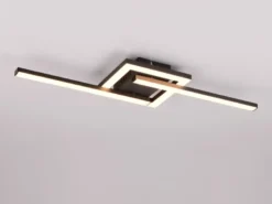 Flache LED Deckenleuchte VIALE Schwarz rechteckig groß max. Breite 63cm