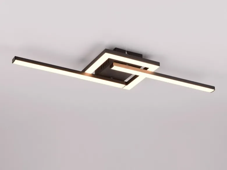 Flache LED Deckenleuchte VIALE Schwarz rechteckig groß max. Breite 63cm