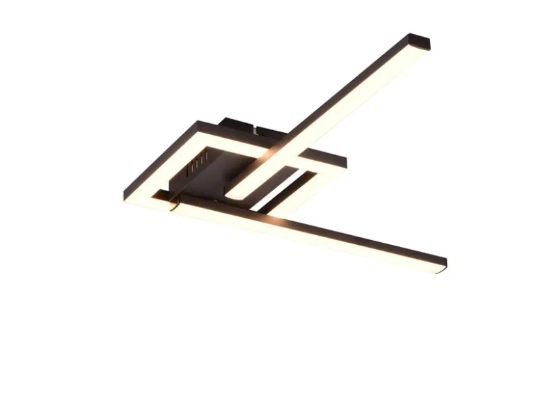 Flache LED Deckenleuchte VIALE Schwarz rechteckig groß max. Breite 63cm