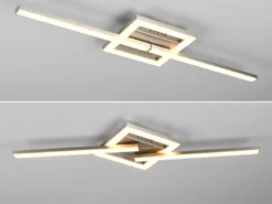 Flache LED Deckenleuchte VIALE Silber rechteckig groß, max. Breite 63cm